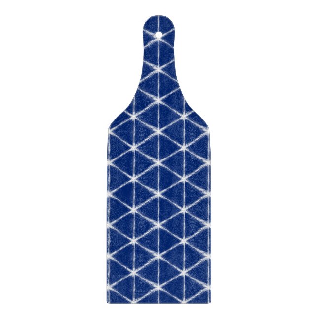 Blue and White Shibori Lines Pattern  Cutting Board (Front)