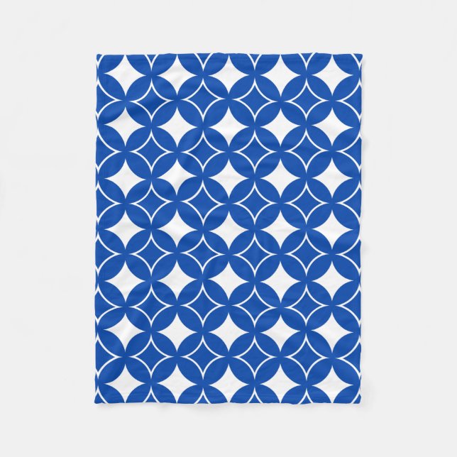 Blue and white shippo pattern fleece blanket (Front)