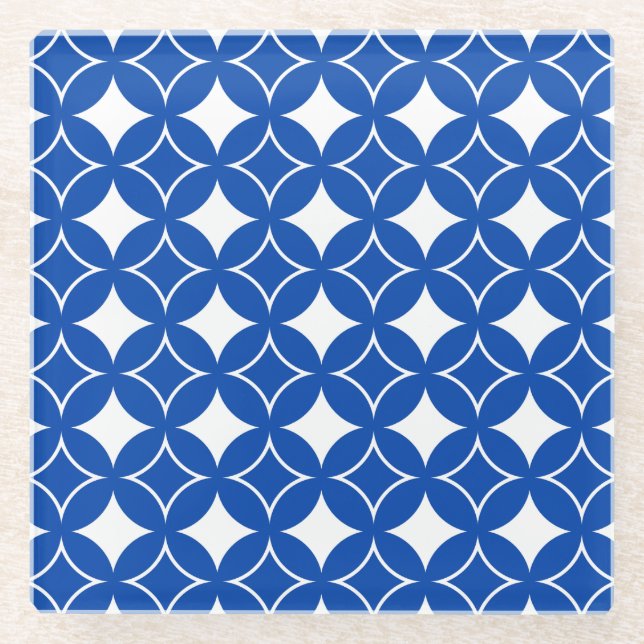 Blue and white shippo pattern glass coaster (Front)