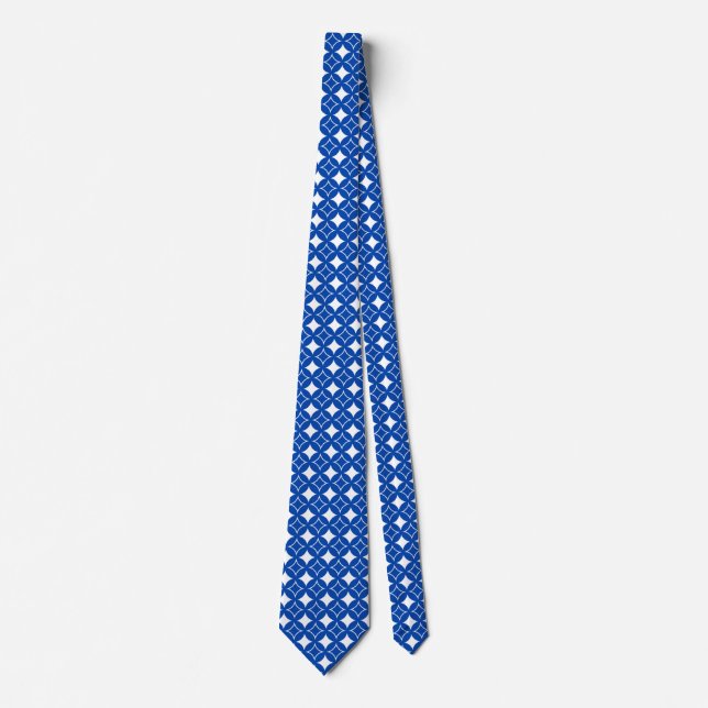 Blue and white shippo pattern tie (Front)