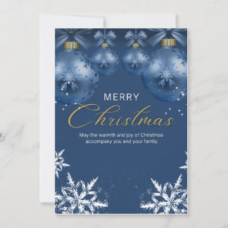 Blue and White Simple Merry Christmas Postcard