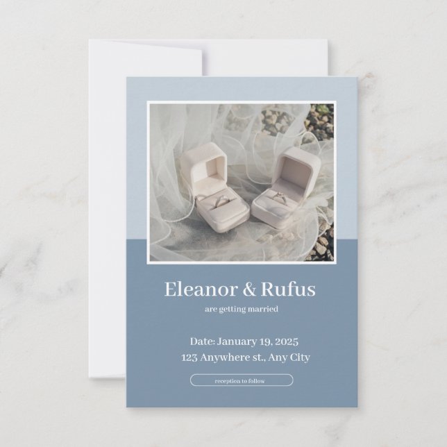 Blue And White Simple Photo-Centric Invitation (Front)