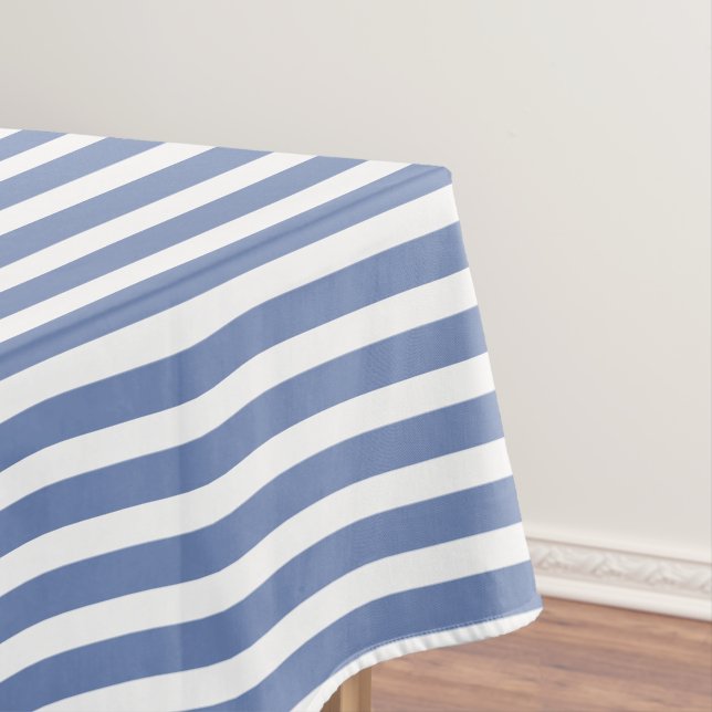 Blue and White Simple Stripes Pattern Tablecloth (In Situ)