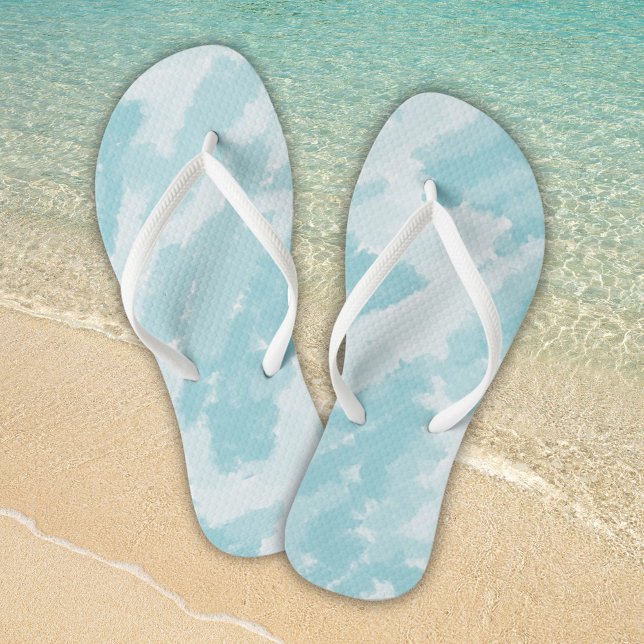 Blue and White Sky Pattern Flip Flops (Creator Uploaded)