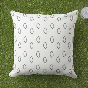 Blue and White Smooth Drop Pattern Outdoor Pillow