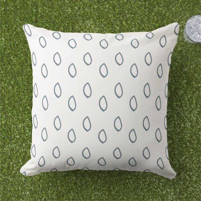 Blue and White Smooth Drop Pattern Outdoor Pillow (Grass)