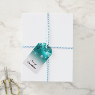 Blue and white snow gift tags