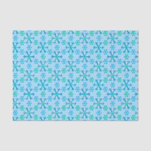 Blue and White Snowflake Hexagon Pattern Tissue Paper