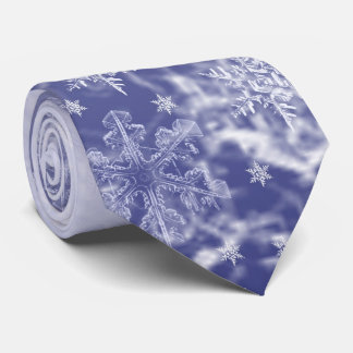Blue and White Snowflake Men's Tie