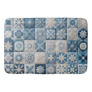 Blue and White Snowflake Quilt Bath Mat