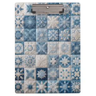 Blue and White Snowflake Quilt Clipboard
