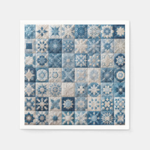 Blue and White Snowflake Quilt Napkin