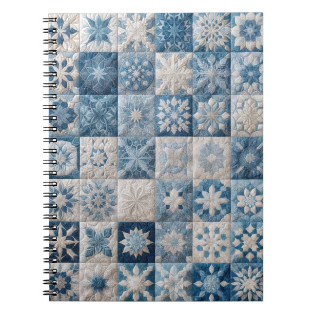 Blue and White Snowflake Quilt Notebook (Front)