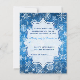 Blue and White Snowflakes RSVP Card