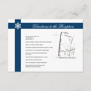 Blue and White Snowflakes Wedding Directions Enclosure Card