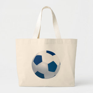 Blue and White Soccer Ball Canvas Bag