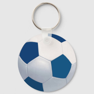 Blue and White Soccer Ball Keychain