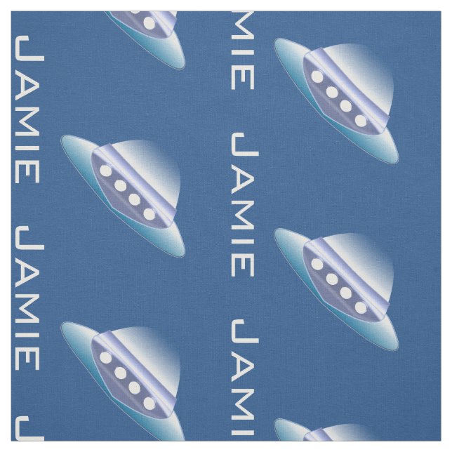 Blue and White Spaceship Personalized Pattern Fabric (Swatch)