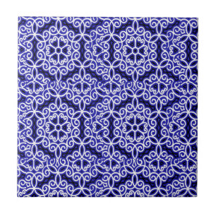 Blue and White Spanish Tile Pattern 