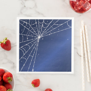 Blue and White Sparkling Diamond Spider Web Napkin