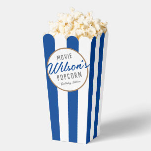 Blue and White Special Event Movie Night Popcorn Favor Box