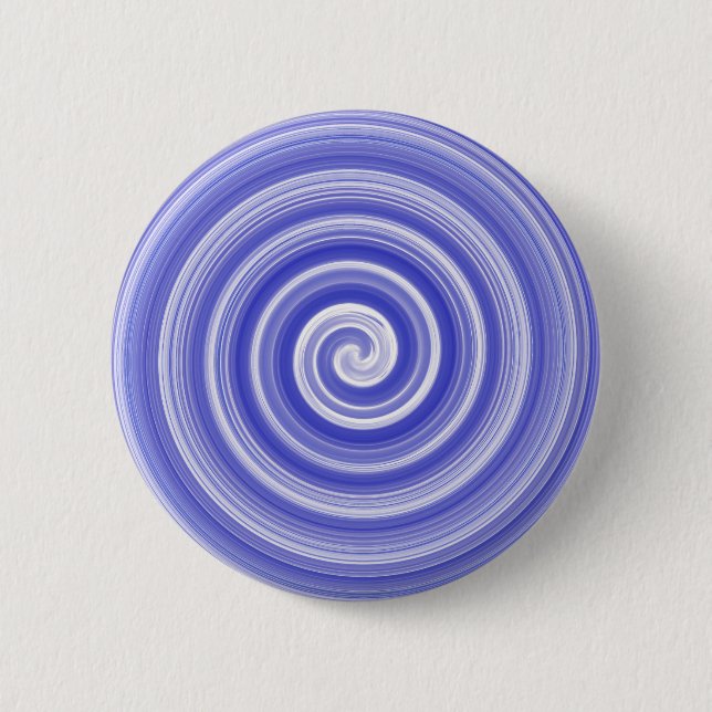 Blue and white spiral pattern 2 inch round button (Front)