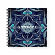 Blue and White Spirograph Design Notebook