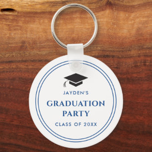 Blue and White Sporty Graduation Party Keychain