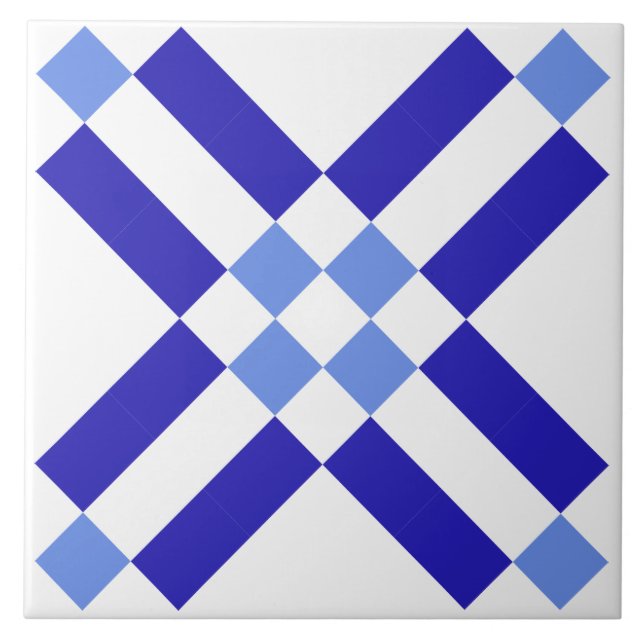 Blue and White Square Classic Pattern Ceramic Tile (Front)