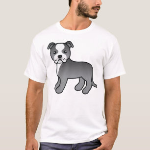 Blue And White Staffordshire Bull Terrier Dog T-Shirt