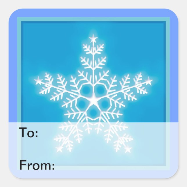 Blue and White Star Snowflake Gift Tag (Front)
