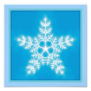 Blue and White Star Snowflake Photo Print