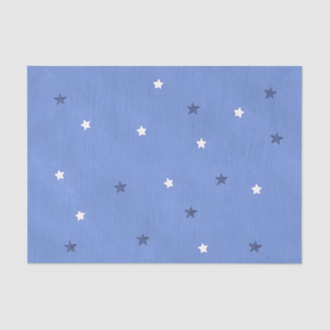 Blue and White Stars Blended Tissue Paper (Front)