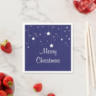 Blue and White Stars Holiday Napkin