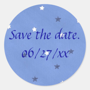 Blue and White Stars Save the Date Stickers