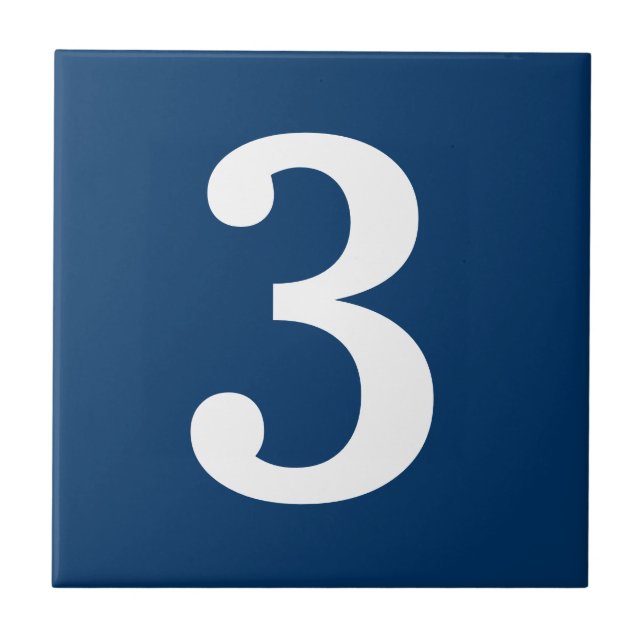 Blue and white street address house number tile (Front)