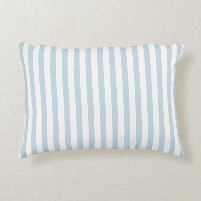 Blue and White Stripe DISABLE CUSTOMIZE BUTTON Accent Pillow (Front)