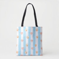 Blue and White Stripe - Hearts,, Paw Print, Shell