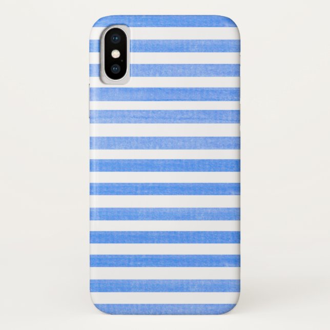 Blue and White Stripe iPhone X Case (Back)