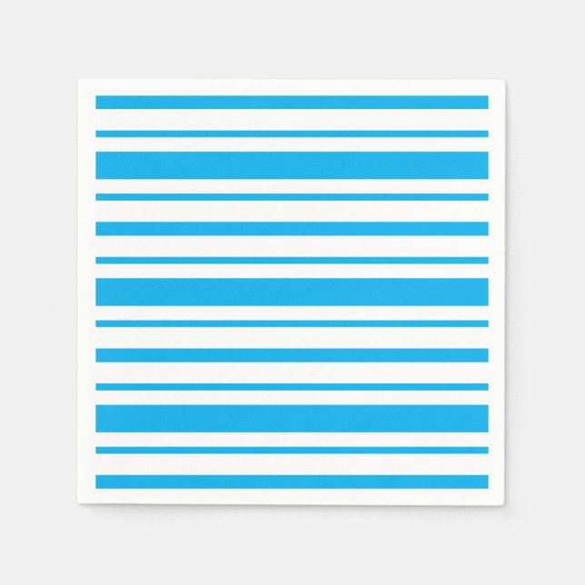 Blue and White Stripe Pattern Napkin (Front)