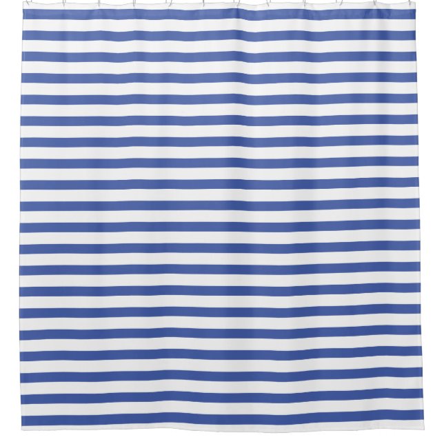 Blue and White stripe Shower Curtain (Front)