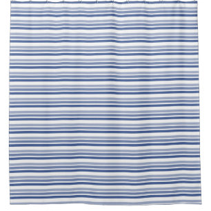 Blue and White Stripe Shower Curtain