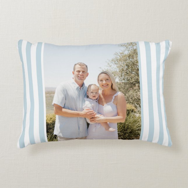 Blue and White Stripe SOFTLOCK TEST Accent Pillow (Front)