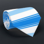 Blue and White Stripe Tie<br><div class="desc">This tie features a horizontal medium blue,  light blue,  and white striped design.</div>