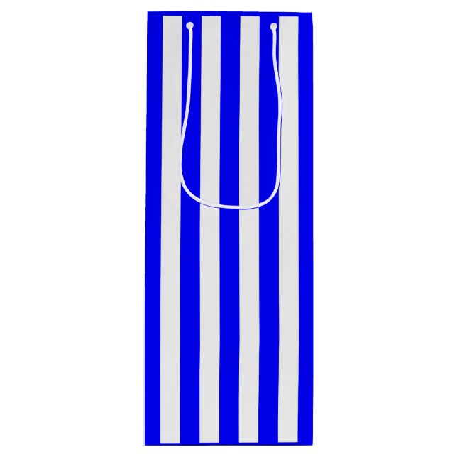 Blue and White Stripe Wine Gift Bag (Front)