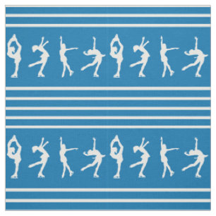 Blue and White Striped Figure Skating Fabric