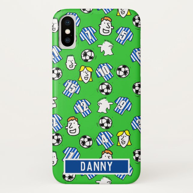 Blue and White Striped Football Shirts. Case-Mate iPhone Case (Back)