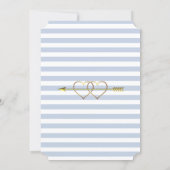 Blue and White Striped Gold  Wedding Invitations (Back)