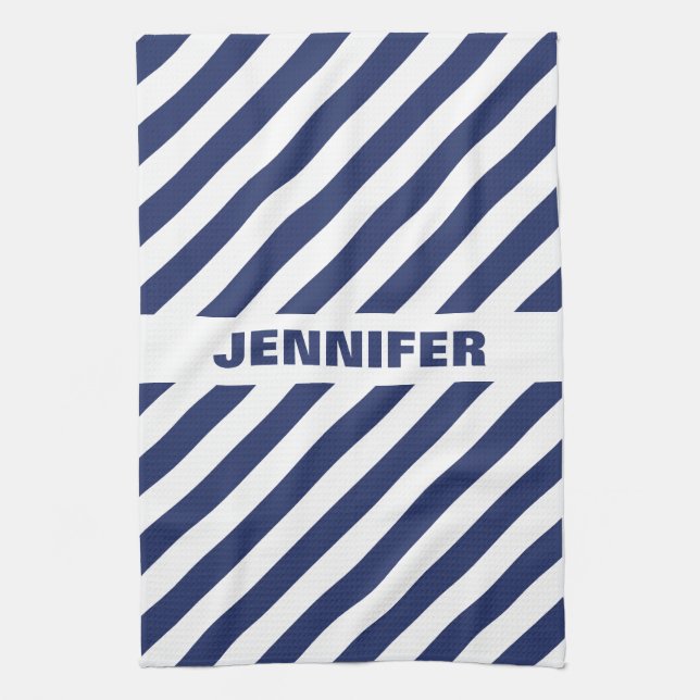 Blue And White Striped Kitchen Towel (Vertical)