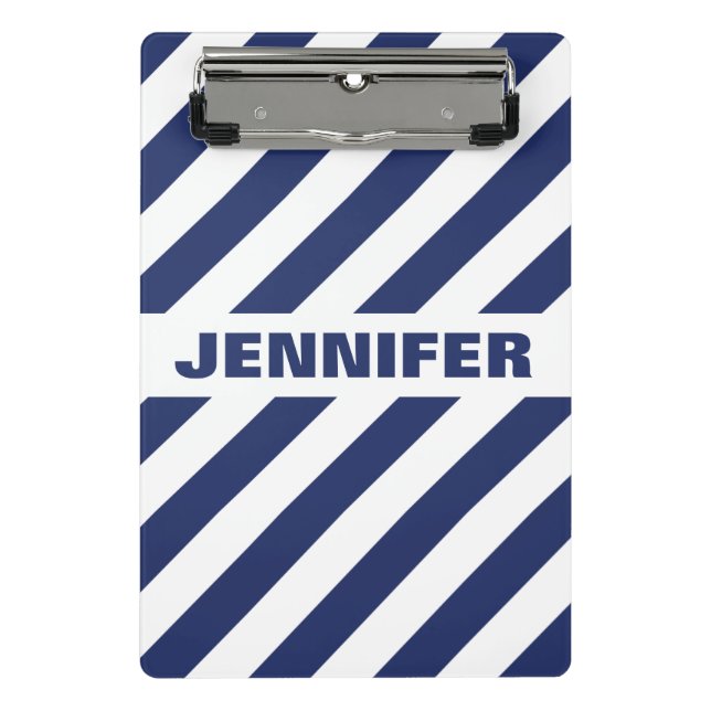 Blue And White Striped Mini Clipboard (Front)